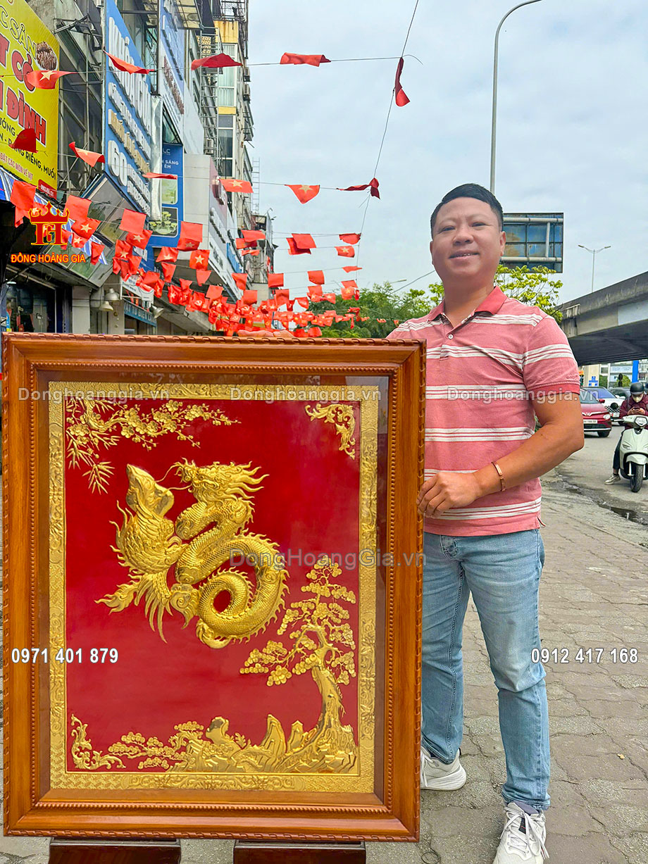 Tranh chữ phúc hóa rồng phượng mạ vàng phù hợp với không gian sống phòng khách phòng thờ